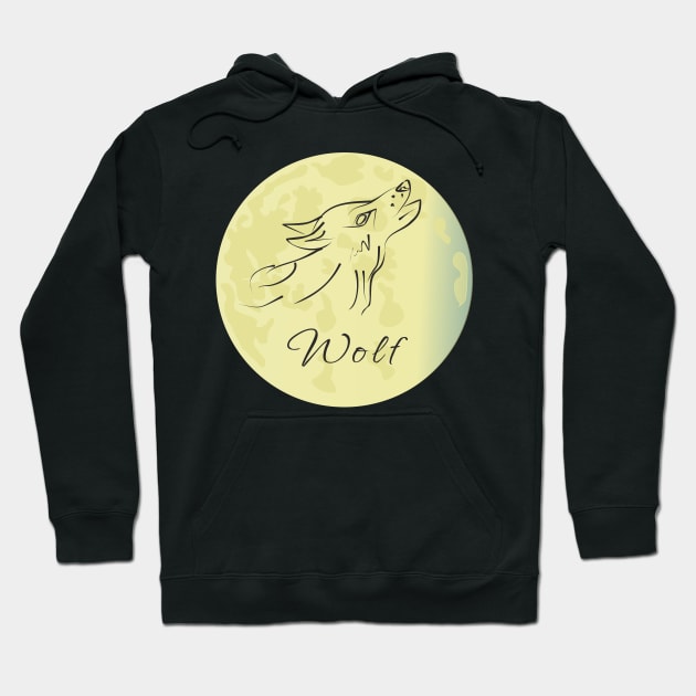 Wolf and moon Hoodie by Alekvik